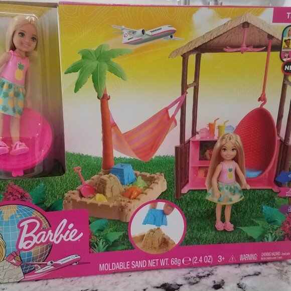 NWT 🩷 Barbie Chelsea Doll Tiki Hut Playset with Moldable Sand. NIB - Picture 3 of 10